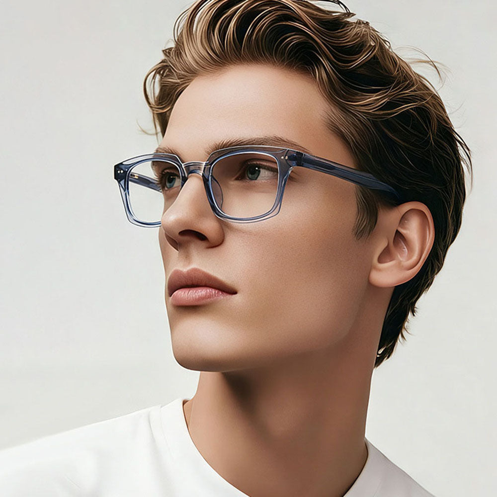 Ochelari De Calculator Barbati Techsuit LS084, Anti-Blue Light, Albastrii Transparenti
