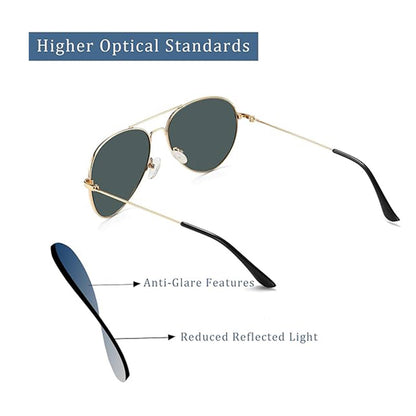 Ochelari De Soare Unisex Techsuit 3025, Protectie UV, Aurii Verzi