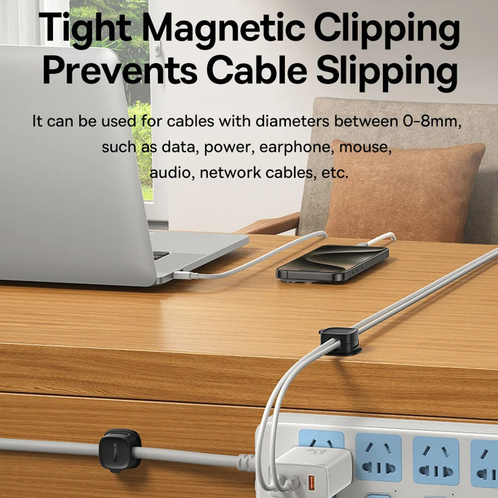 Organizator Cabluri Baseus Lite Magnetic, Set 3 Bucati, Alb B01331106211-00