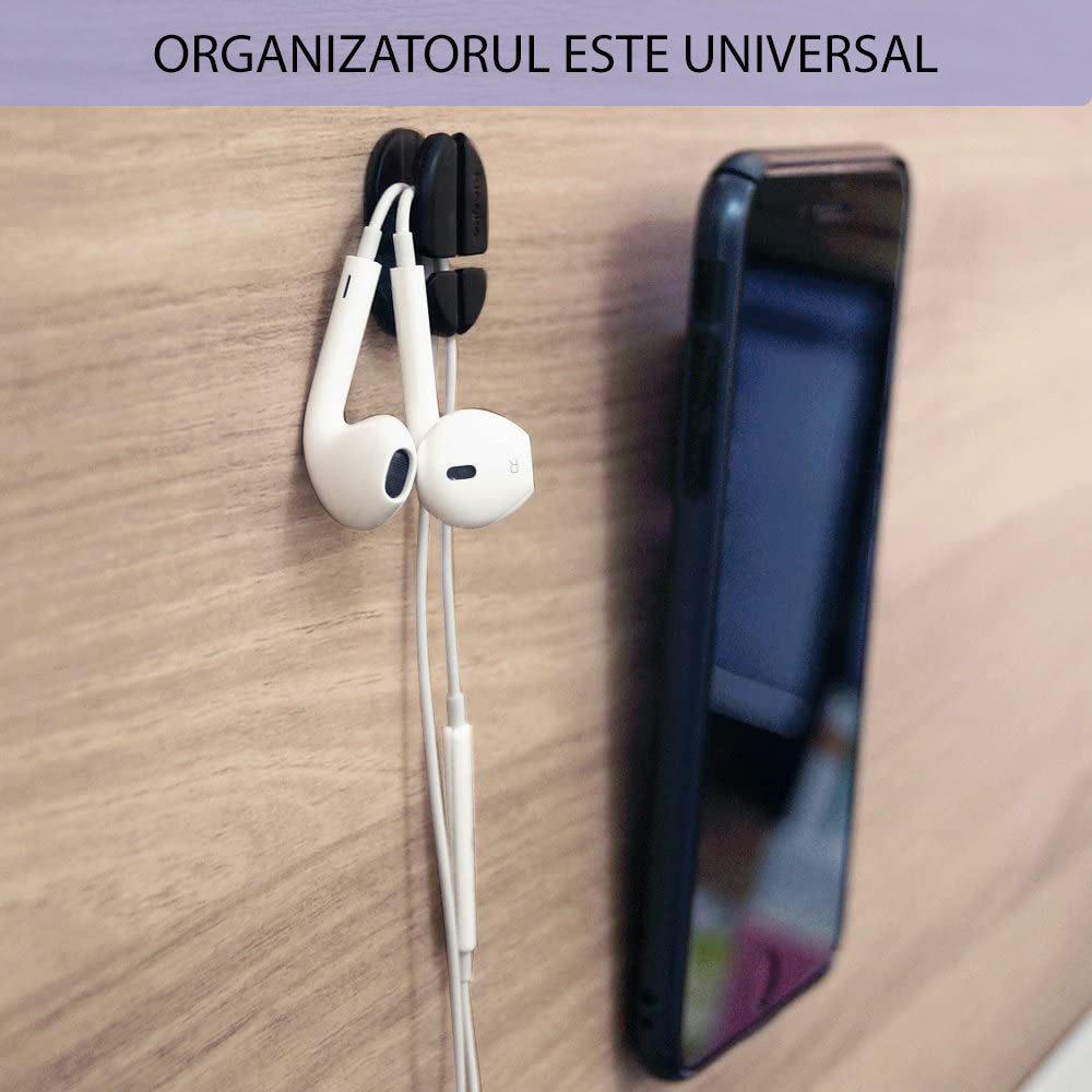 Organizator Cabluri Ringke, Set 6 bucati, Negru