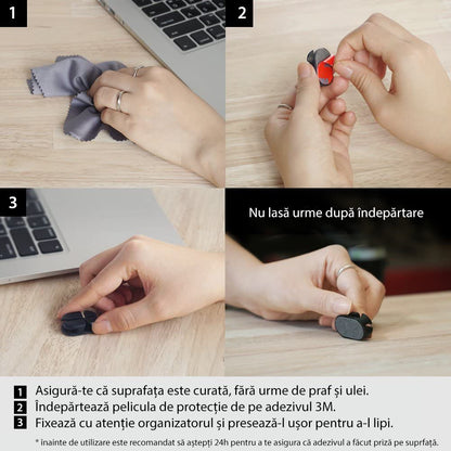 Organizator Cabluri Ringke, Set 6 bucati, Negru