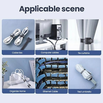 Organizator Cabluri UGREEN LP401, Velcro, Set 3 Bucati, Negru