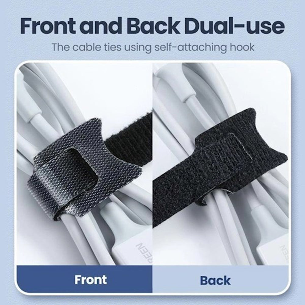 Organizator Cabluri UGREEN LP401, Velcro, Set 3 Bucati, Negru