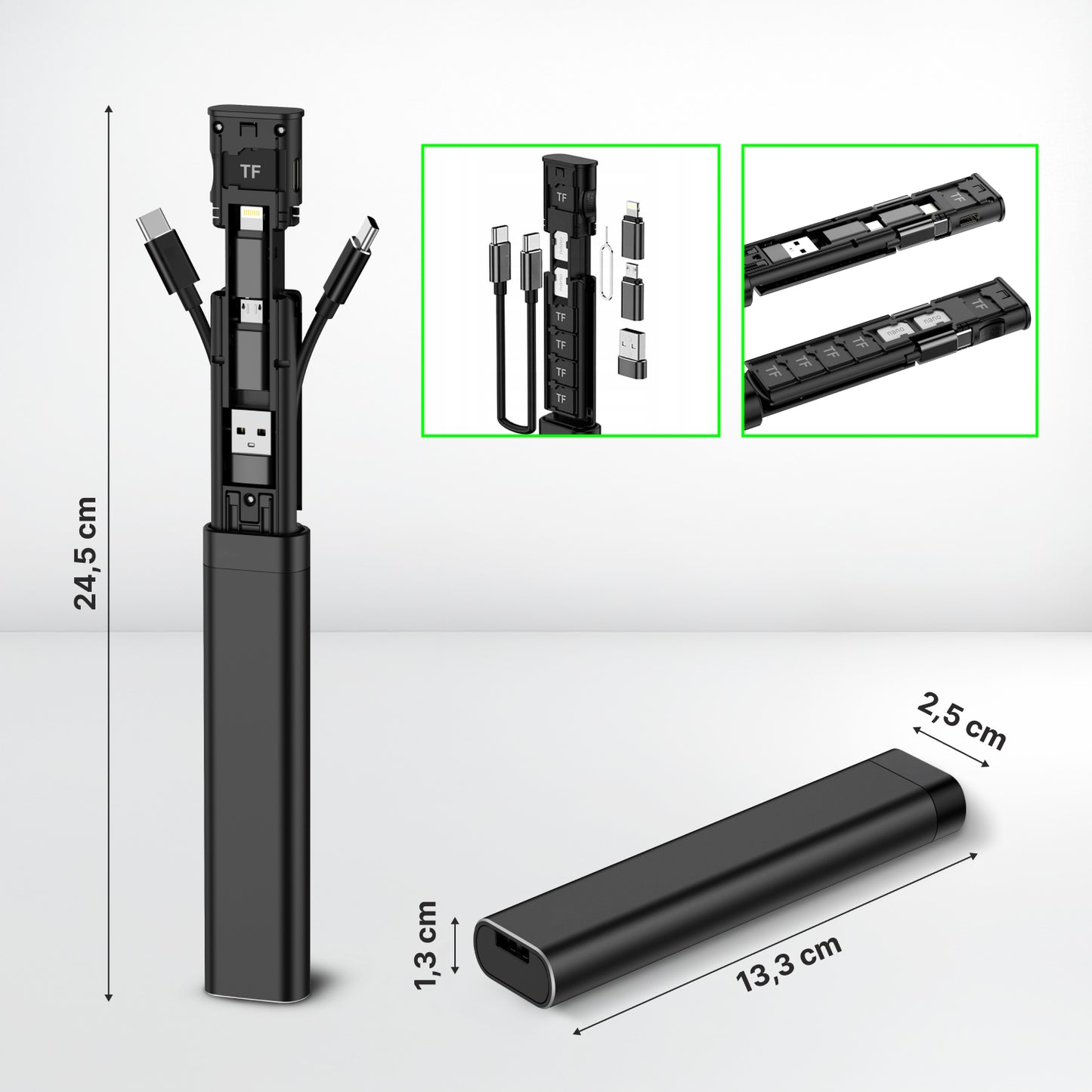Organizator cu Accesorii / Cititor Card Qualo QZS-P-01, Negru