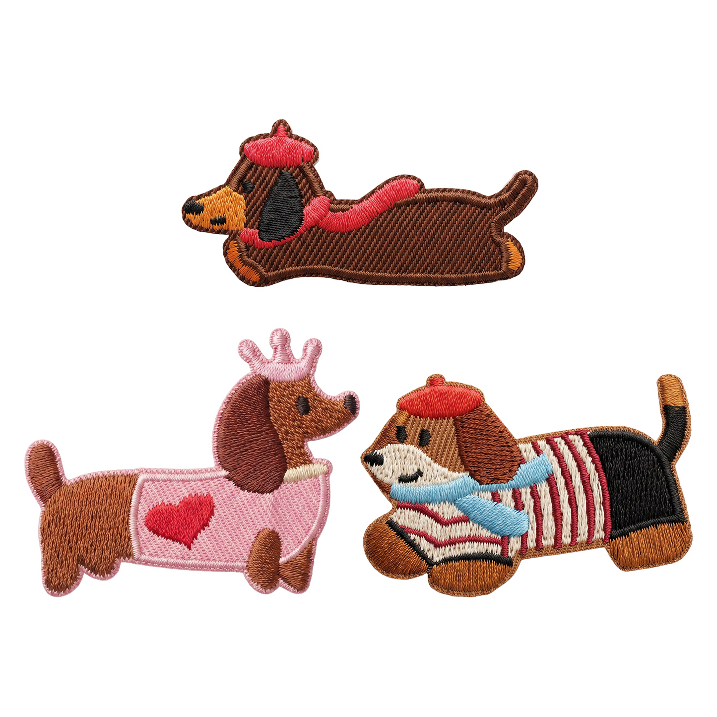 Patch / Petic Textil OEM Dachshund, Set 3 bucati, Multicolor