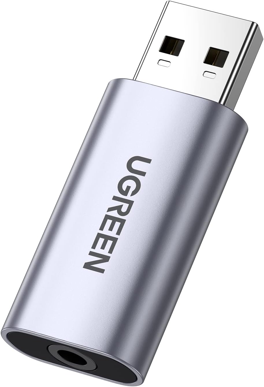 Placa de sunet USB UGREEN CM383, 1 x Jack 3.5mm, Gri