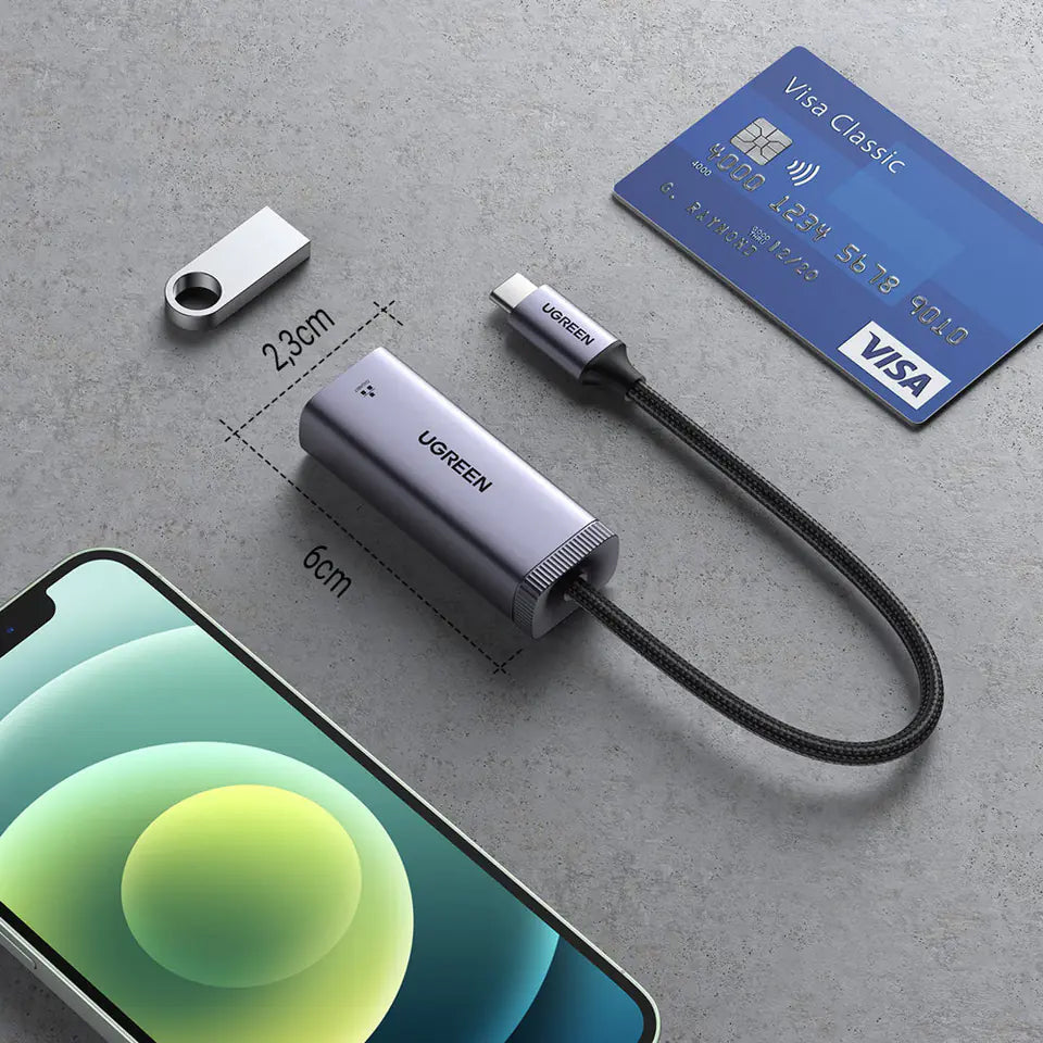 Placa Retea UGREEN CM483, RJ45, USB-C, Gri