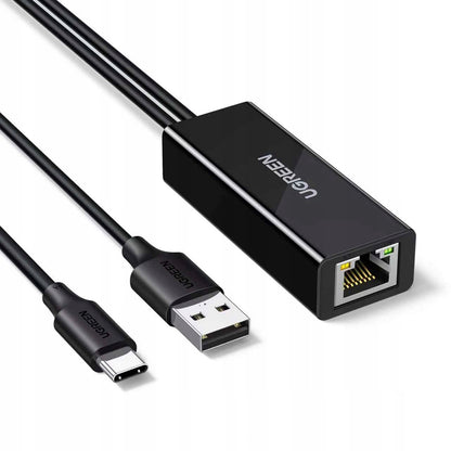 Placa Retea UGREEN CR110 (75535), RJ45, USB / USB-C, Negru