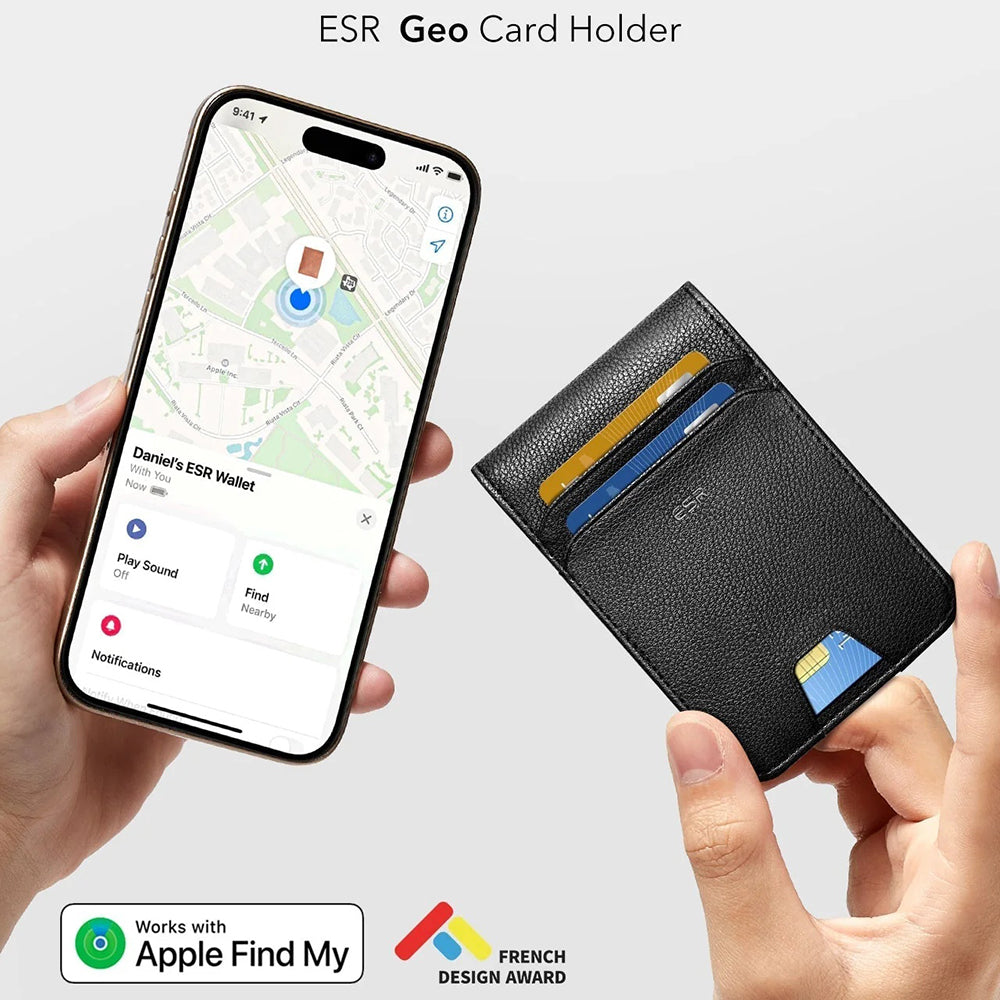 Portofel ESR Classic Geo cu functie Find My si Protectie RFID, Negru, Resigilat