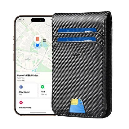 Portofel ESR Classic Geo Carbon cu functie Find My si Protectie RFID, Negru