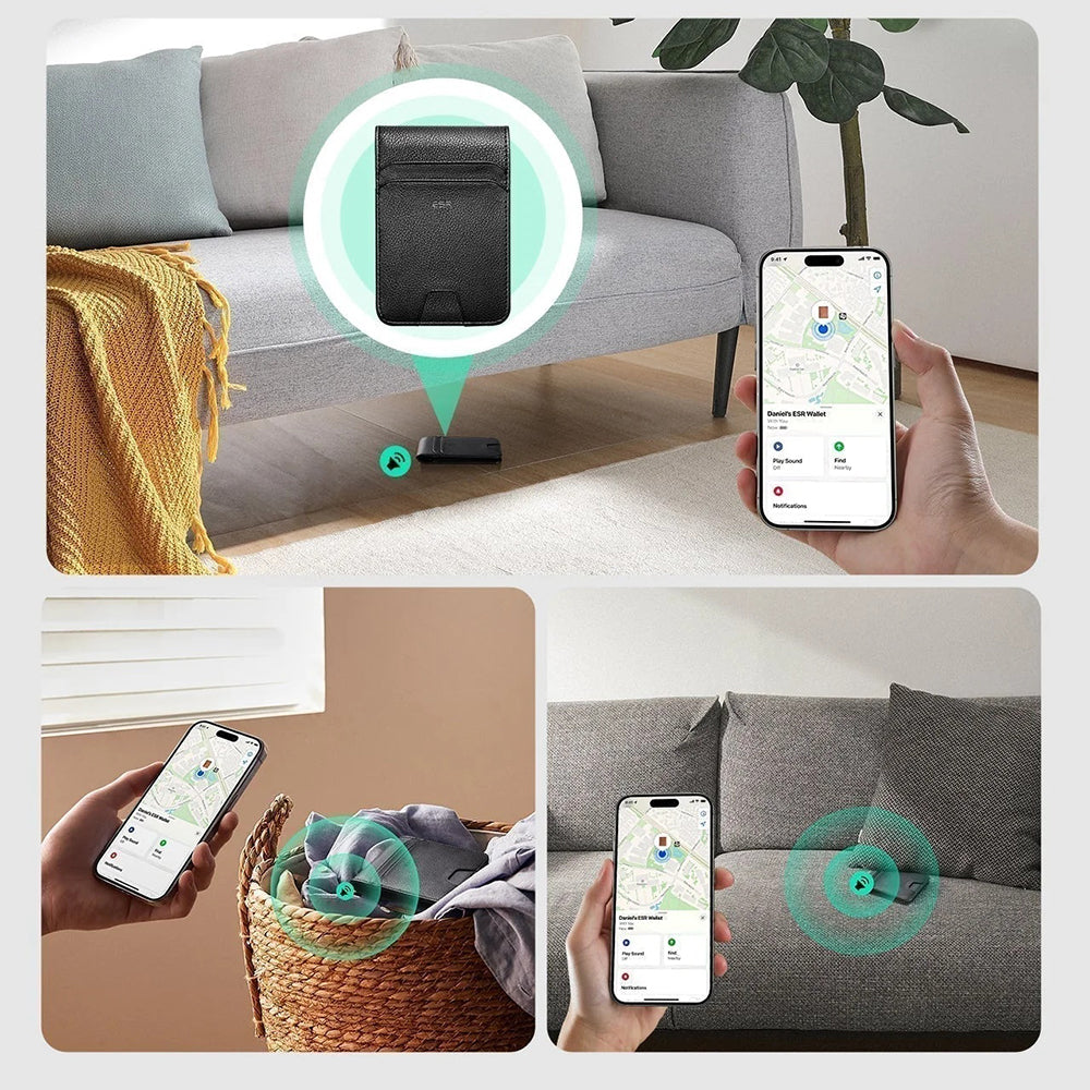 Portofel ESR Classic Geo cu functie Find My si Protectie RFID, Negru