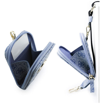 Portofel si Snur Telefon Guess 4G Metal Logo, Albastru