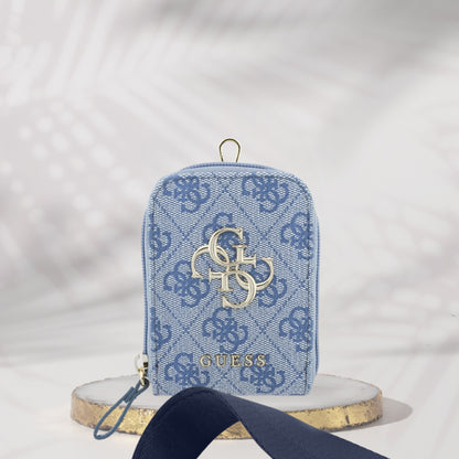 Portofel si Snur Telefon Guess 4G Metal Logo, Albastru