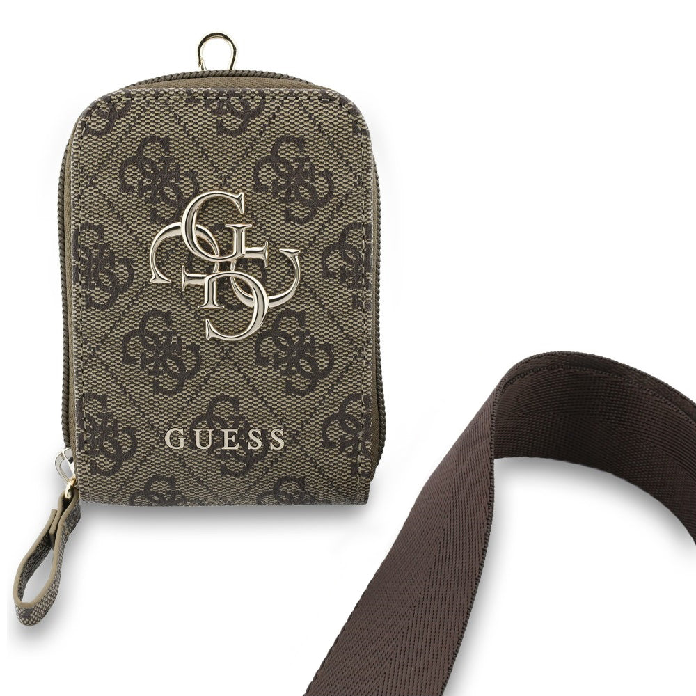 Portofel si Snur Telefon Guess 4G Metal Logo, Maro
