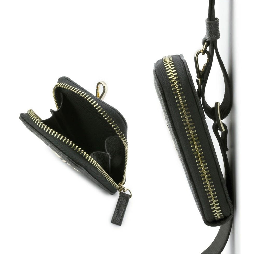 Portofel si Snur Telefon Guess 4G Metal Logo, Negru