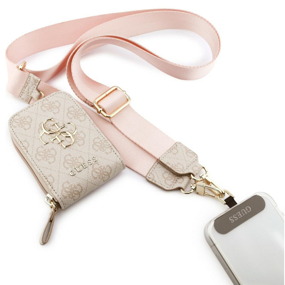 Portofel si Snur Telefon Guess 4G Metal Logo, Roz