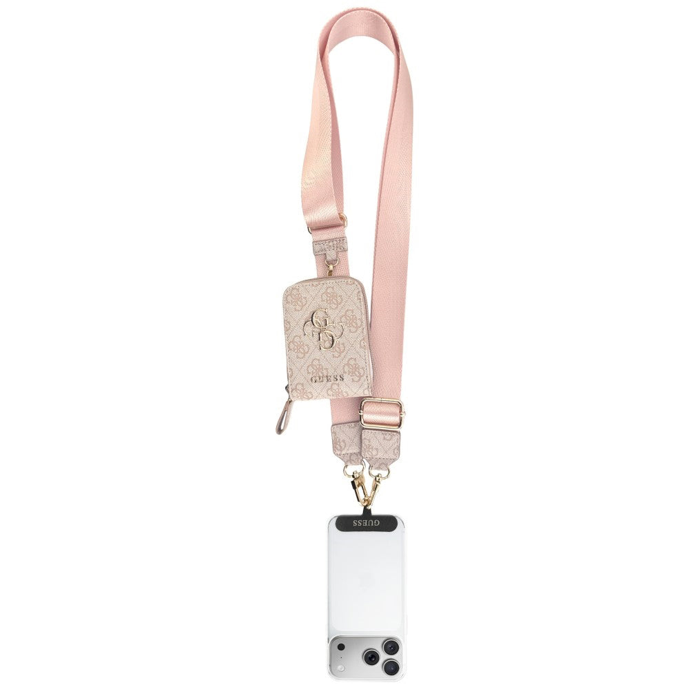 Portofel si Snur Telefon Guess 4G Metal Logo, Roz