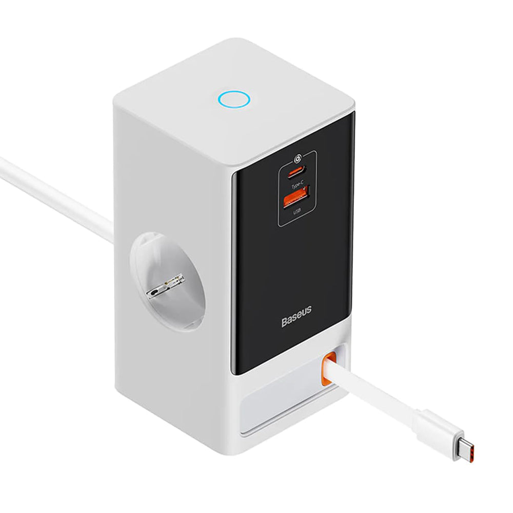 Prelungitor Baseus PowerCombo, 1 x Schuko, Alb PSLR000602