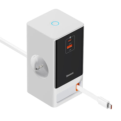 Prelungitor Baseus PowerCombo, 1 x Schuko, Alb PSLR000602