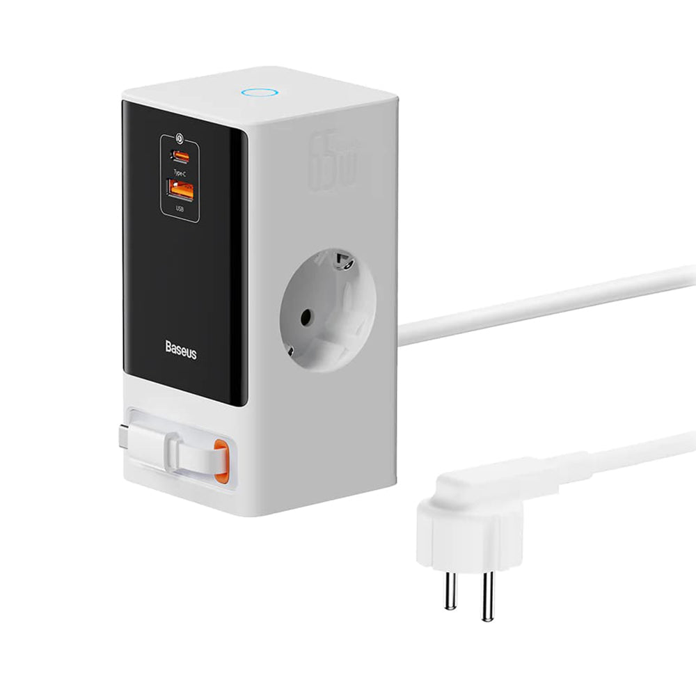 Prelungitor Baseus PowerCombo, 1 x Schuko, Alb PSLR000602