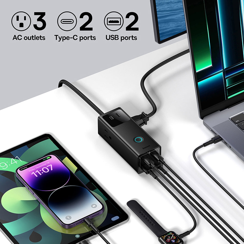 Prelungitor Baseus PowerCombo US, 3 x Priza, Negru PSLA020101