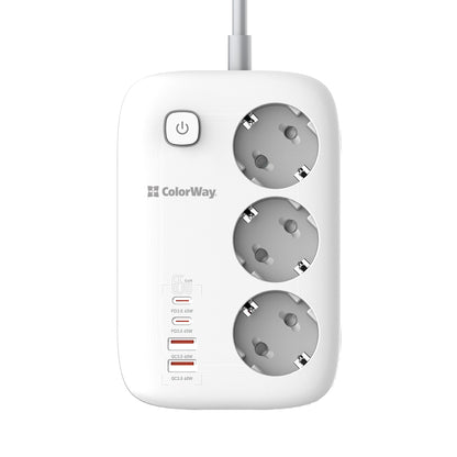 Prelungitor ColorWay, 3 x Schuko, Alb