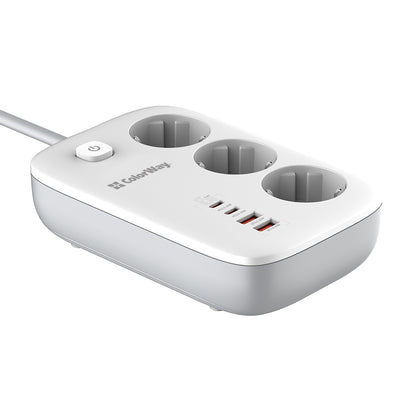 Prelungitor ColorWay, 3 x Schuko, Alb