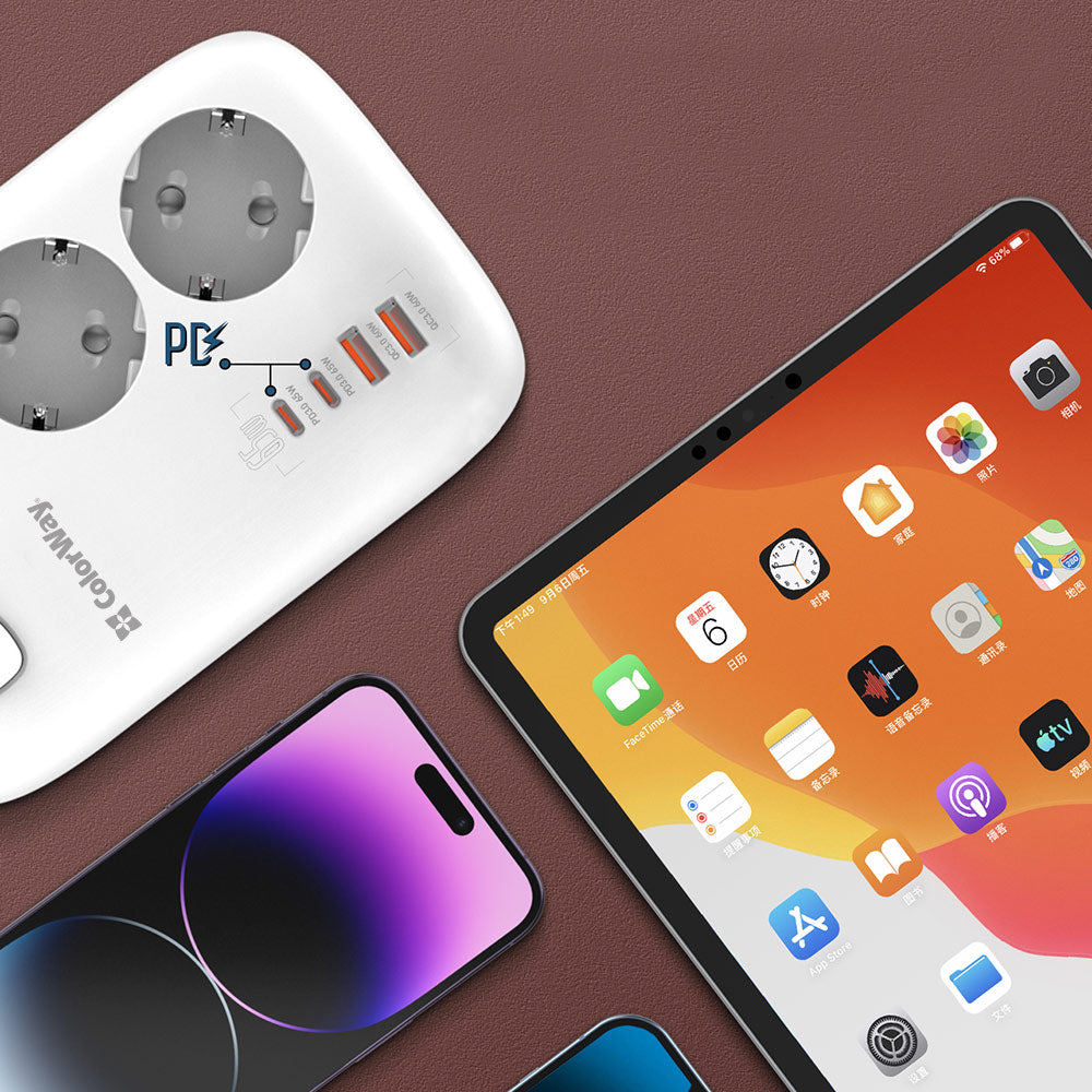 Prelungitor ColorWay, 3 x Schuko, Alb