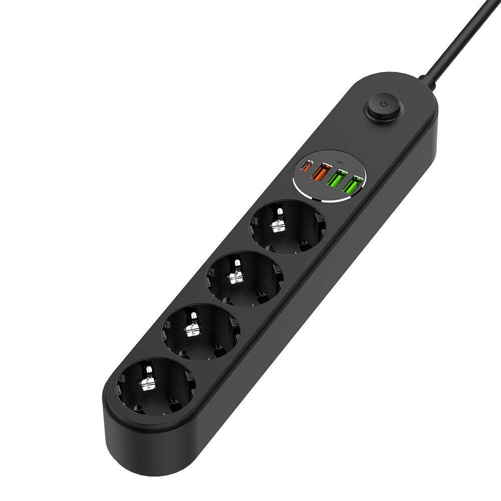 Prelungitor ColorWay, 4 x Schuko, Negru