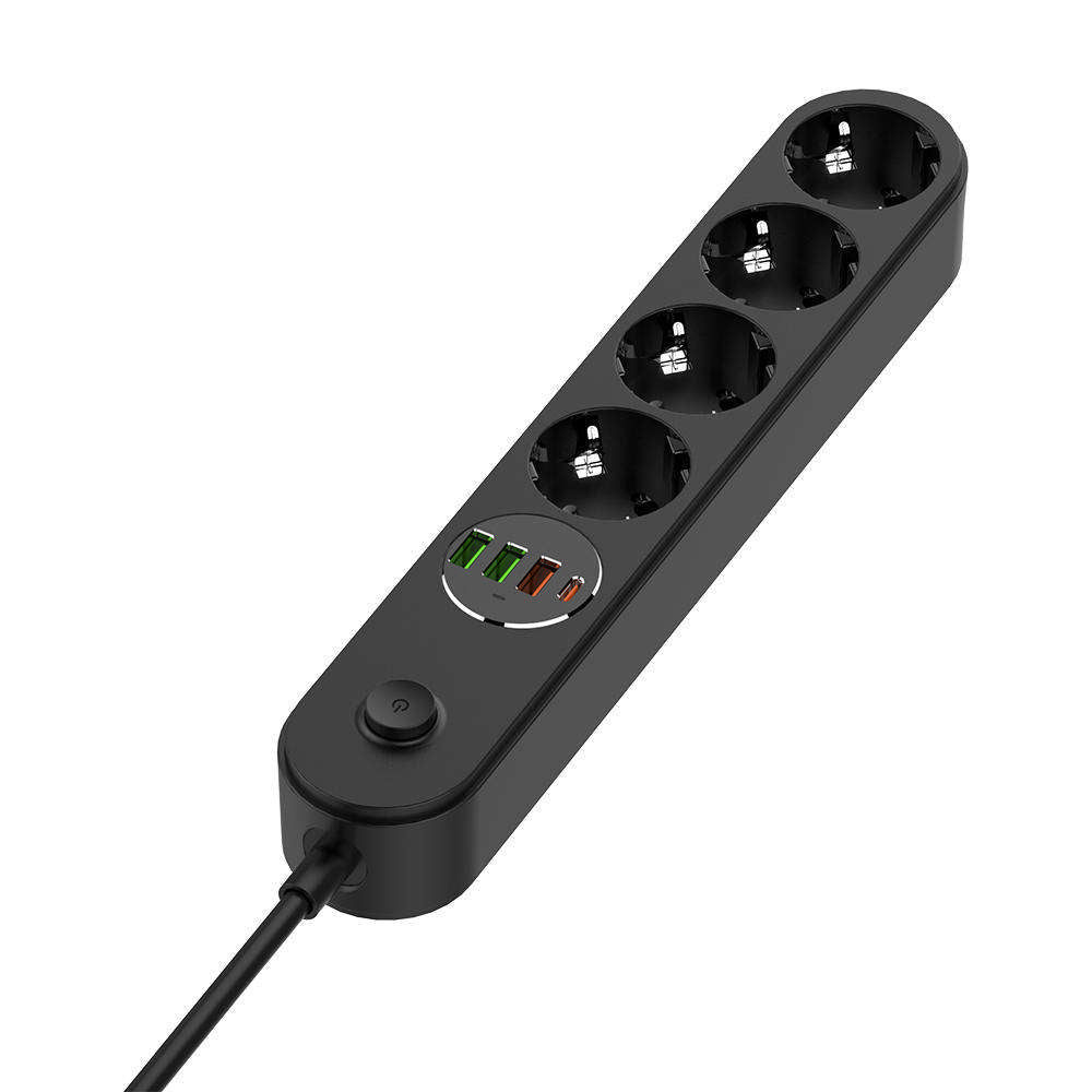 Prelungitor ColorWay, 4 x Schuko, Negru