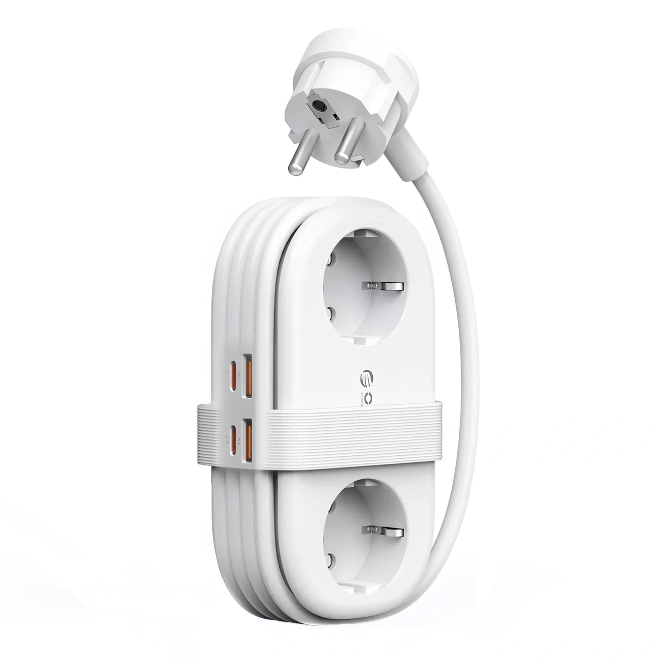 Prelungitor Orico AP3, 2 x Schuko - 2 x USB-A - 2 x USB-C, Alb