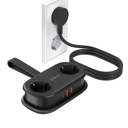 Prelungitor Orico APP, 2 x Schuko - 2 x USB-A - 1 x USB-C, Negru