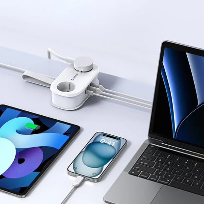 Prelungitor Orico APP, 2 x Schuko - 2 x USB-A - 1 x USB-C, Alb