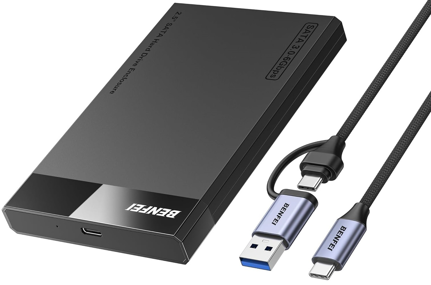 Rack Benfei pentru HDD / SSD SATA 2.5inch, USB-A / USB-C, Negru