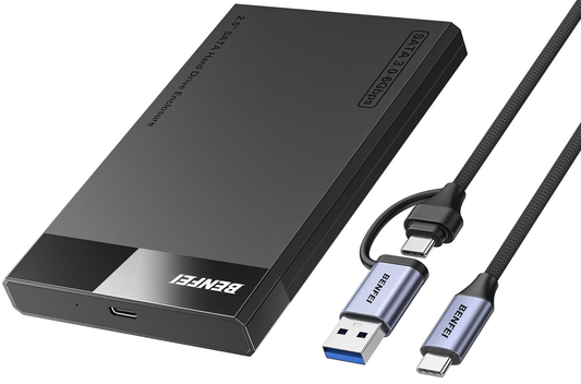 Rack Benfei pentru HDD / SSD SATA 2.5inch, USB-A / USB-C, Negru