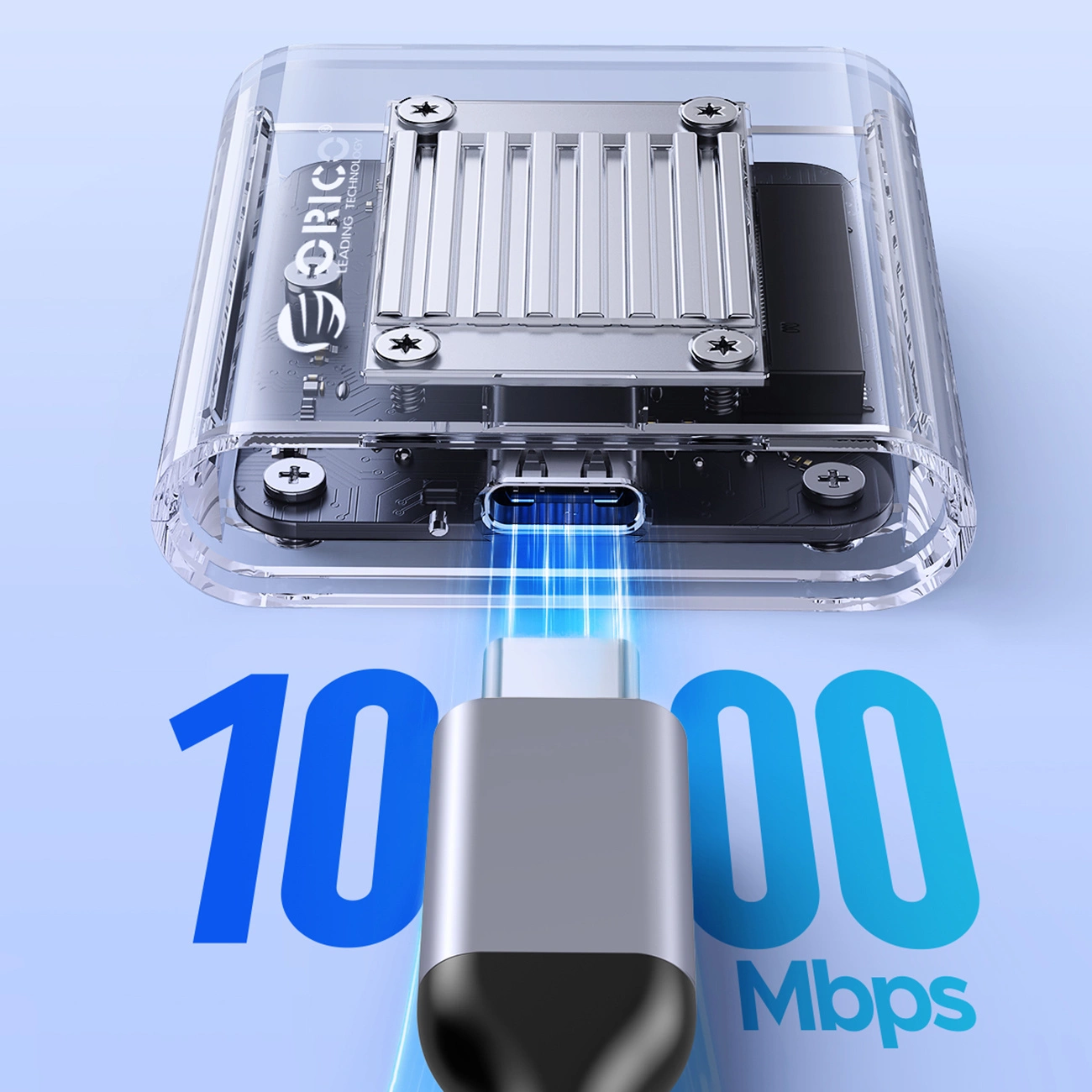 Rack Orico TC20-M2-10G pentru SSD M.2 NVMe 2230, Transparent