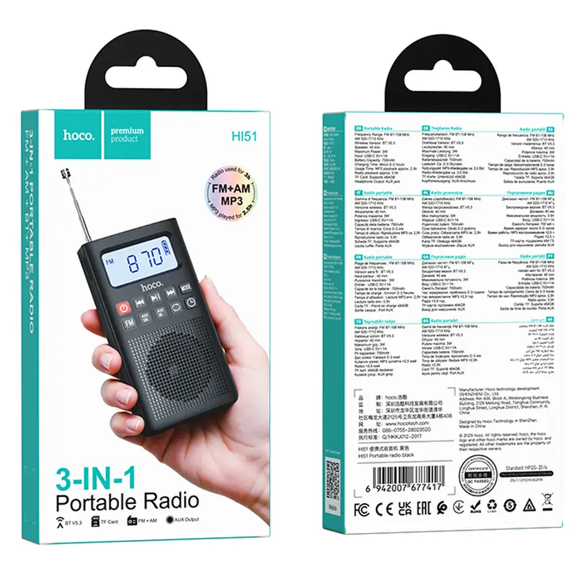 Radio Portabil HOCO HI51, Negru
