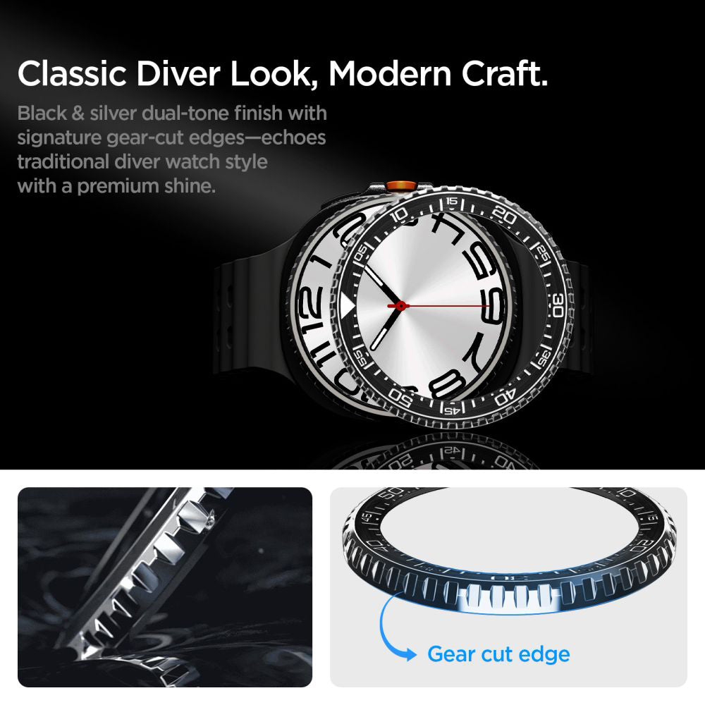 Rama Protectie Spigen Tune Pro Diver pentru Samsung Galaxy Watch8 Classic, Neagra