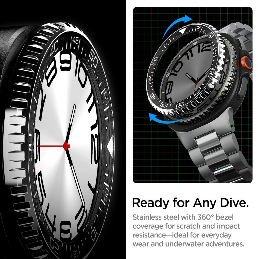 Rama Protectie Spigen Tune Pro Diver pentru Samsung Galaxy Watch8 Classic, Neagra