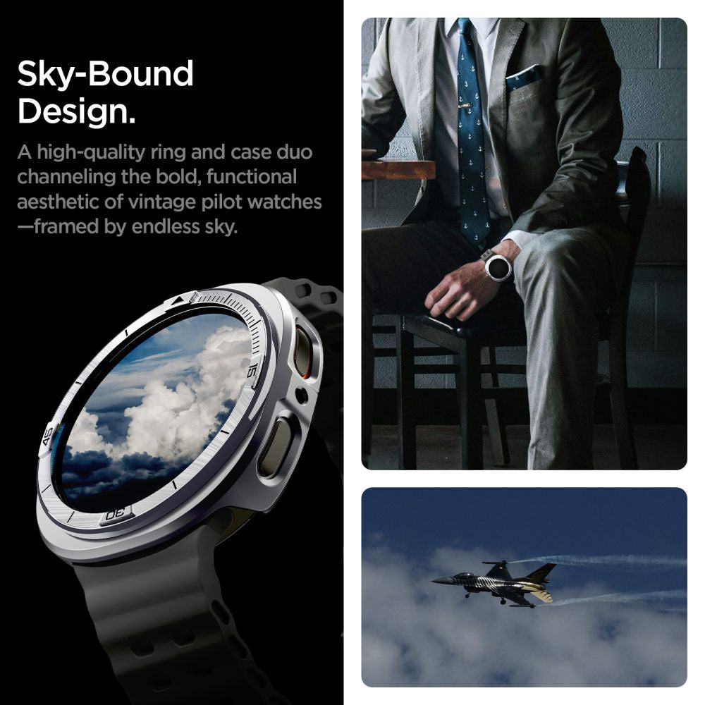 Rama Protectie Spigen Tune Pro Pilot pentru Samsung Galaxy Watch8 44mm, Argintie