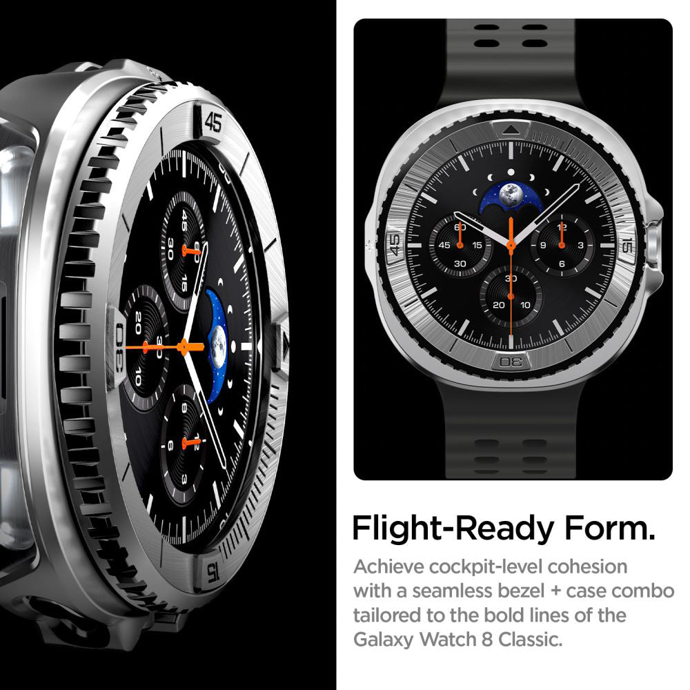 Rama Protectie Spigen Tune Pro Pilot pentru Samsung Galaxy Watch8 Classic, Argintie