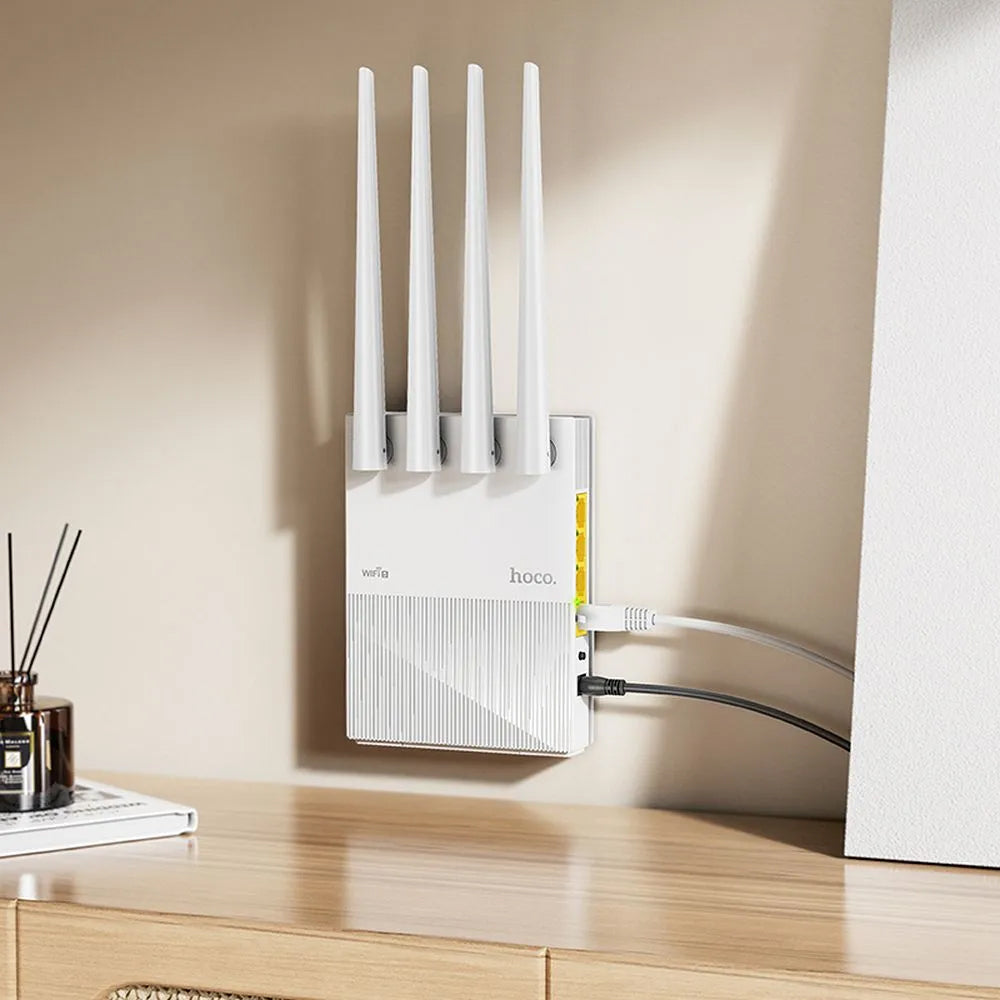 Router Wireless HOCO HI31, Dual Band, Wi-Fi 5, Alb