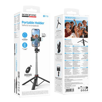 Selfie Stick Bluetooth Borofone BY15 Throne, 4.5inch - 7inch, Negru