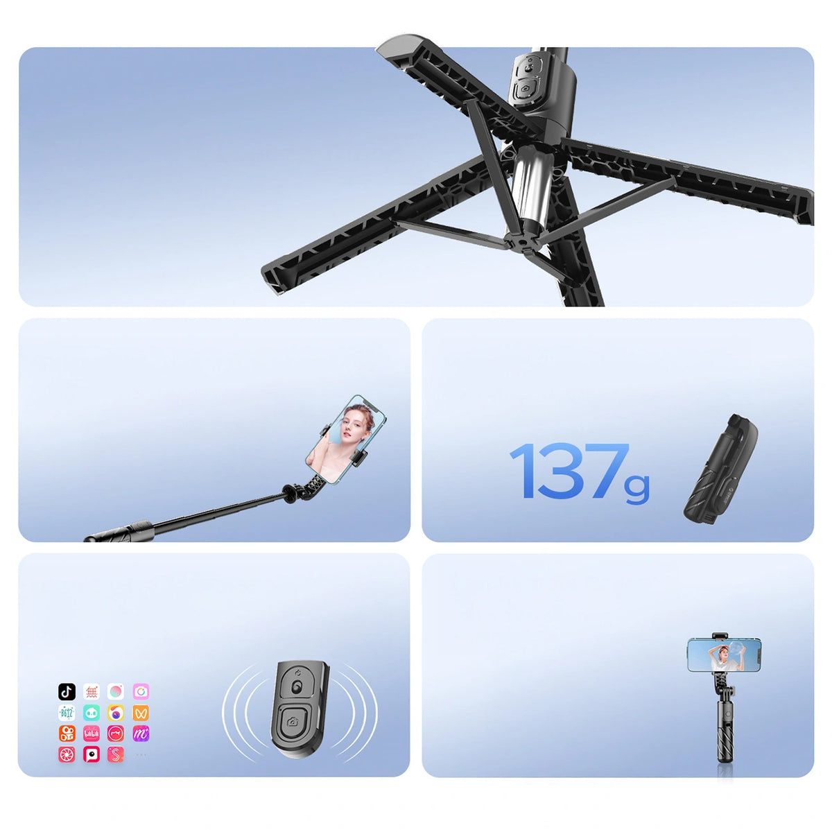 Selfie Stick Bluetooth Orico SPV100, Universal, Negru
