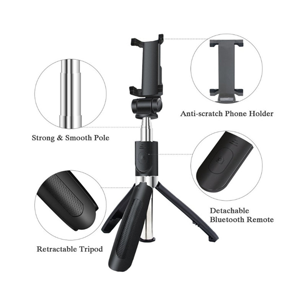 Selfie Stick Bluetooth Techsuit L01s, Universal, Negru