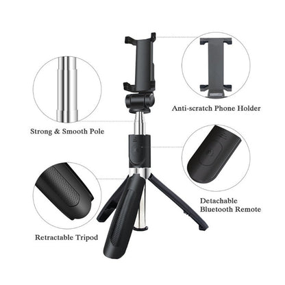 Selfie Stick Bluetooth Techsuit L01s, Universal, Negru