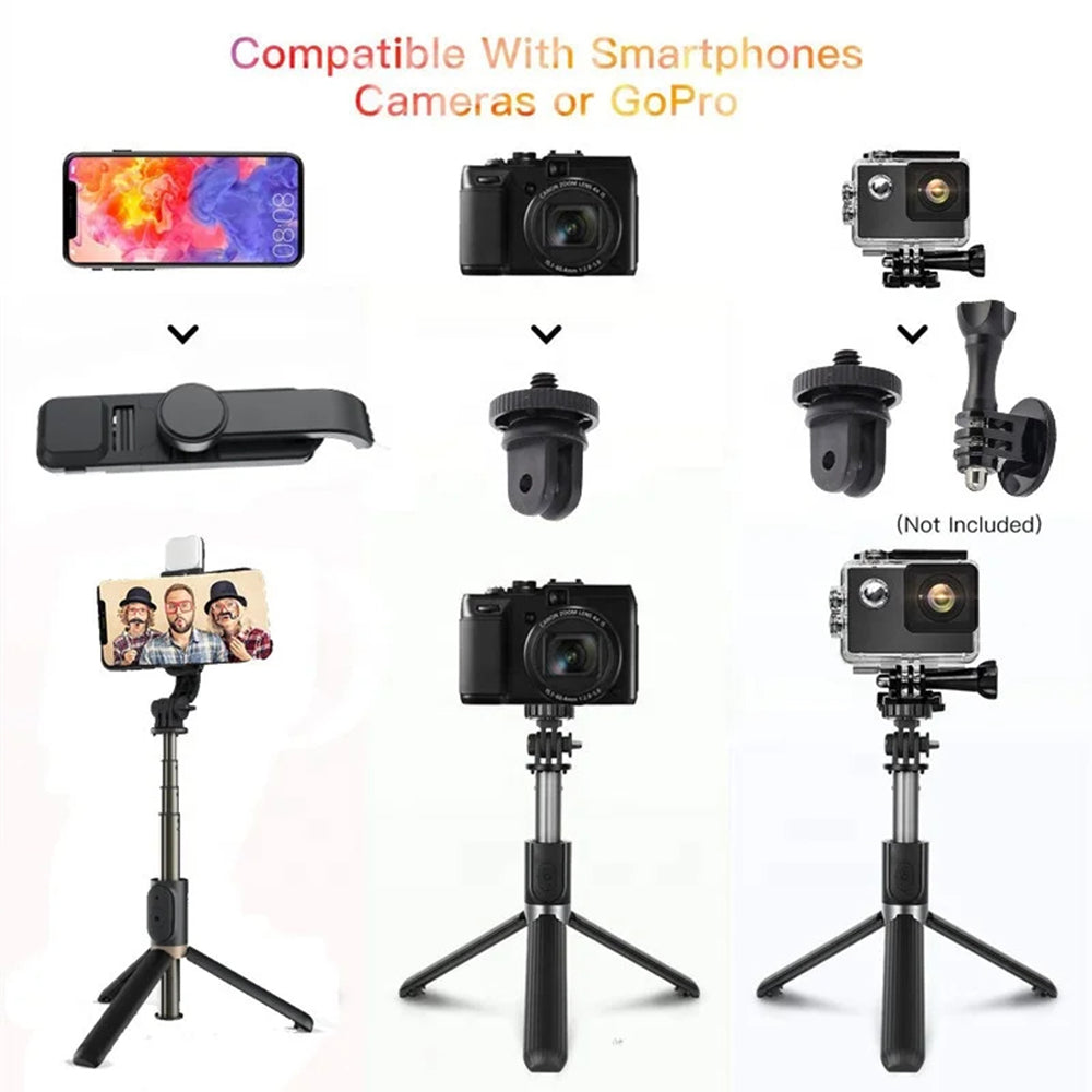 Selfie Stick Bluetooth Techsuit Q03s, Universal, Negru