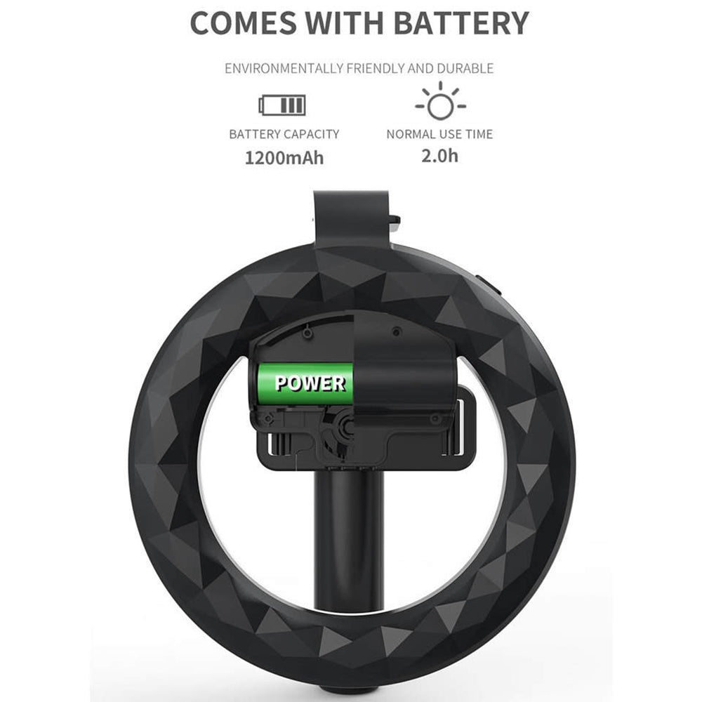 Selfie Stick Bluetooth Techsuit Q07 Ring Light, Universal, Negru