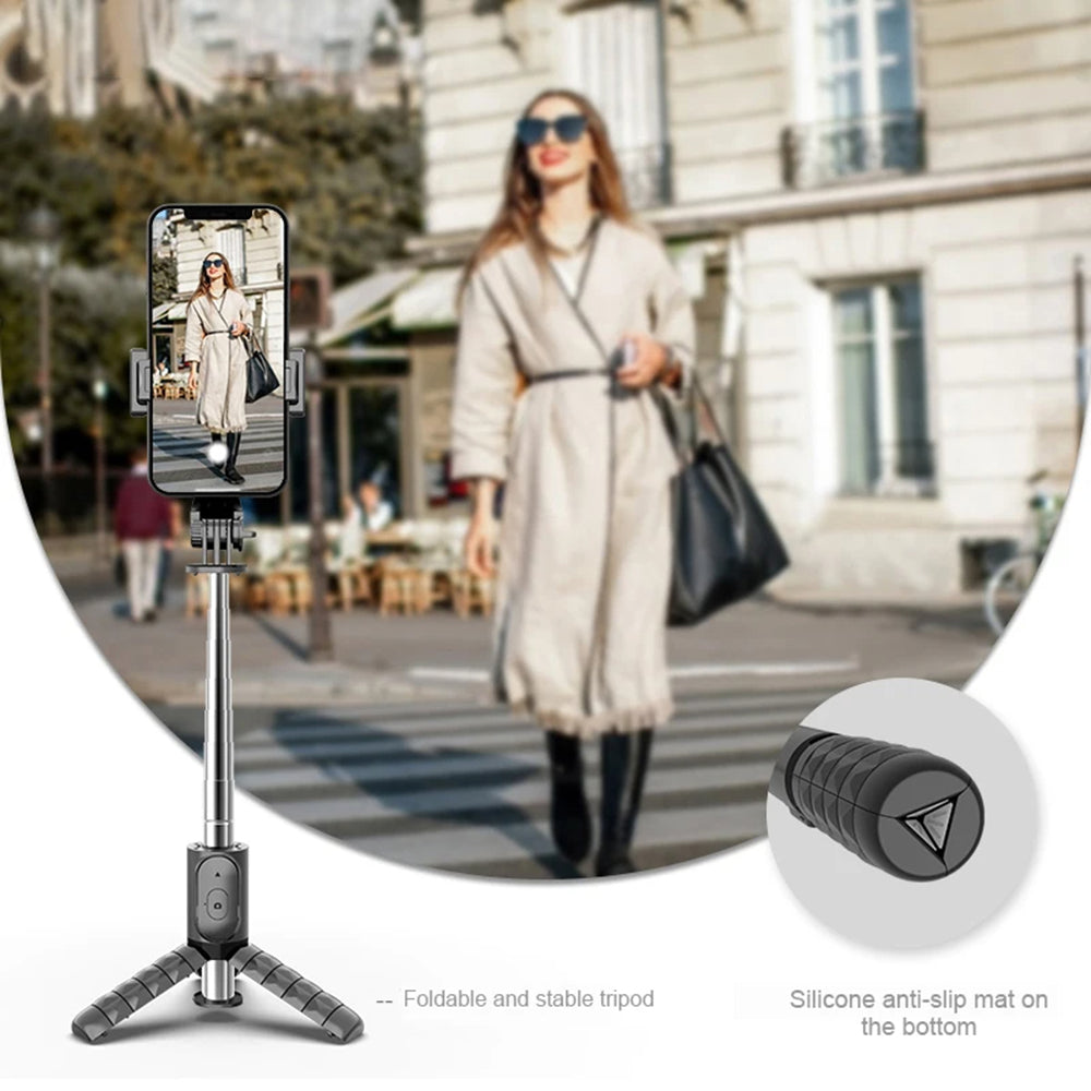 Selfie Stick Bluetooth Techsuit Q11s, Universal, Negru