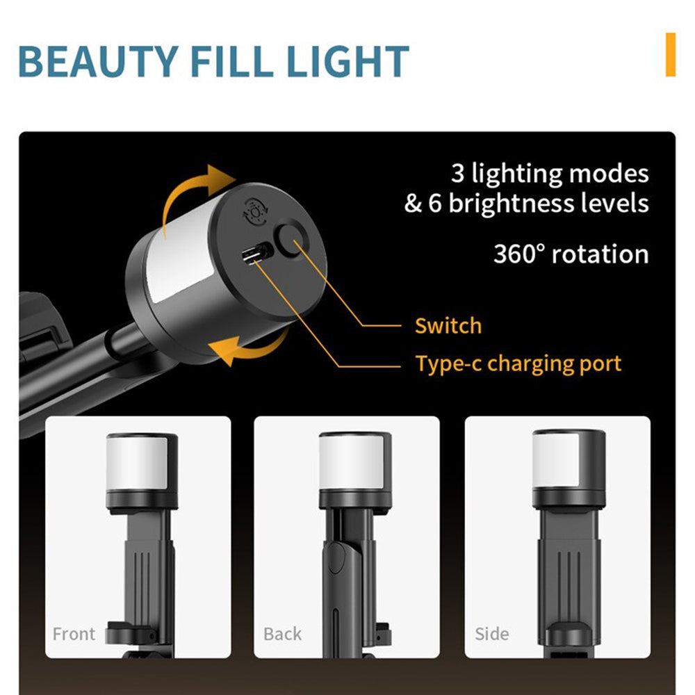 Selfie Stick Bluetooth Techsuit Q12S, Universal, Negru